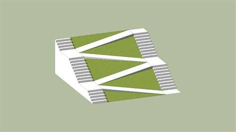 representación 3D de escalera y rampa