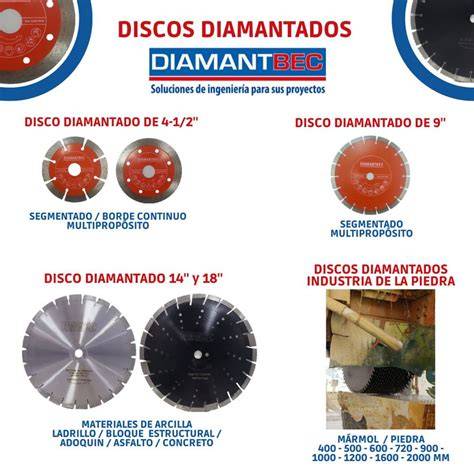 discos diamantados en diferentes grosores y diámetros