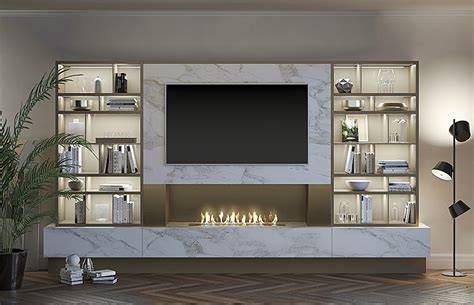 mueble tv con chimenea electrica pladur