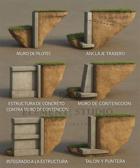 infografía de tipos de muros de contención