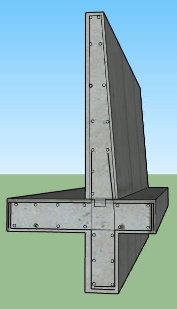 sección de muro en voladizo (T invertida)