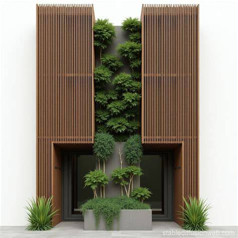 Fachada posterior restaurada y jardín vertical (descripción de la imagen)
