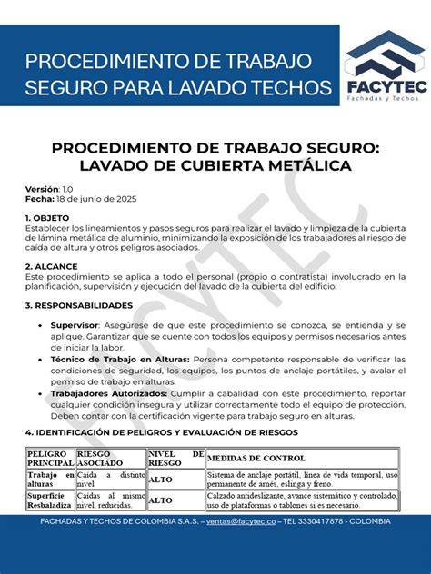 procedimiento seguro para techos altos