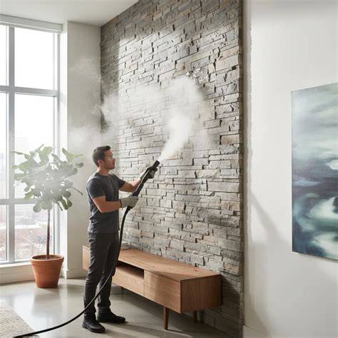 ilustración de limpieza de piedra con vapor