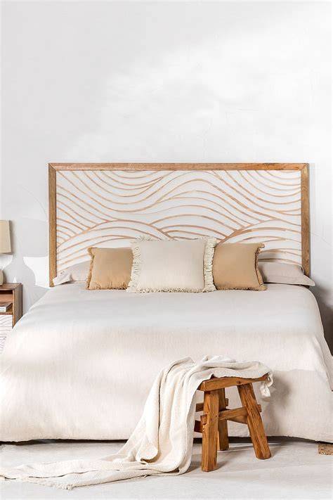 cabecero de cama revestido en madera (cabecero de madera claro)