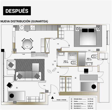 plano de distribución de estancias en vivienda