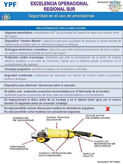 Protección y seguridad en uso de amoladoras