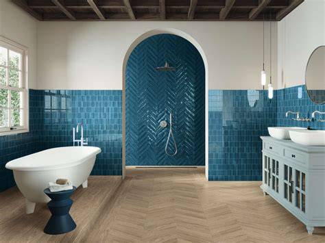 Azulejos azules para baño y cocina