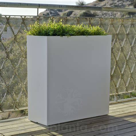 Jardineras altas y estrechas con hierba ornamental