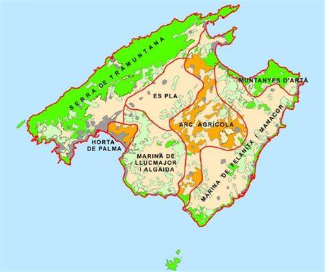 mapa de Mallorca y zonas de nueva construcción