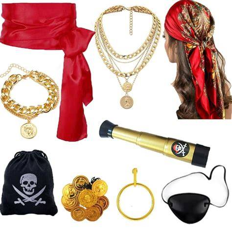 piel de pirata y accesorios del set