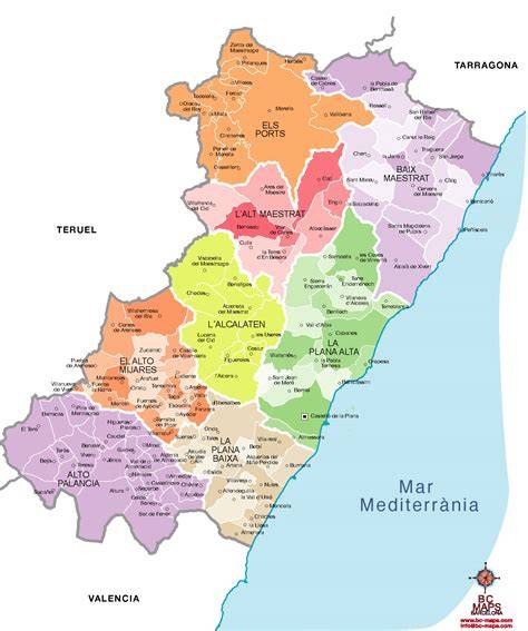 Mapa de localización de Almazora y Castellón (territorial)
