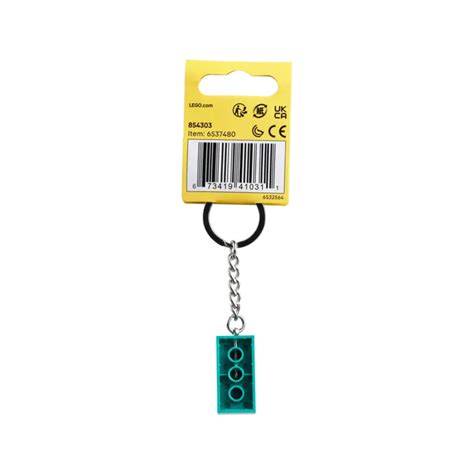 ilustración llavero LEGO con ladrillo 2x4 verde azulado