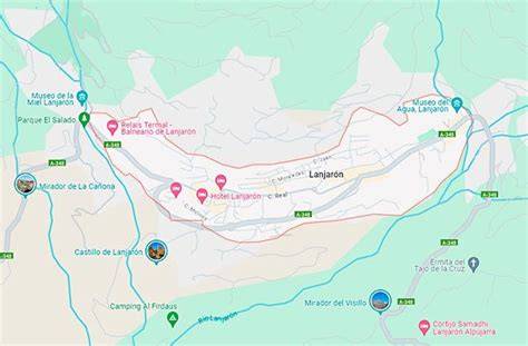 mapa de Lanjarón con zonas residenciales