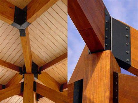 representación de uniones en madera laminada