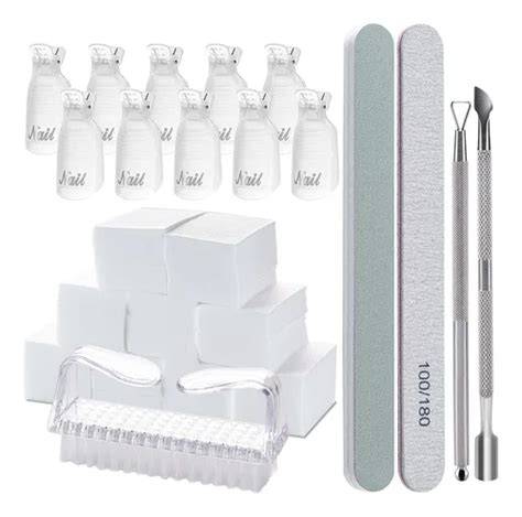 idea de imagen: herramientas para quitar gel (lima, algodón, acetona, aluminio)
